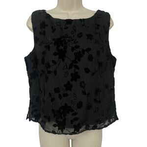VTG Chadwicks Top Women 14 Black Velvet Burnout Floral Witchy Glam Whimsigoth XL